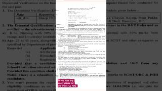 Assistant staff nurse Post Code (25026) Document verification Himachal Pradesh
