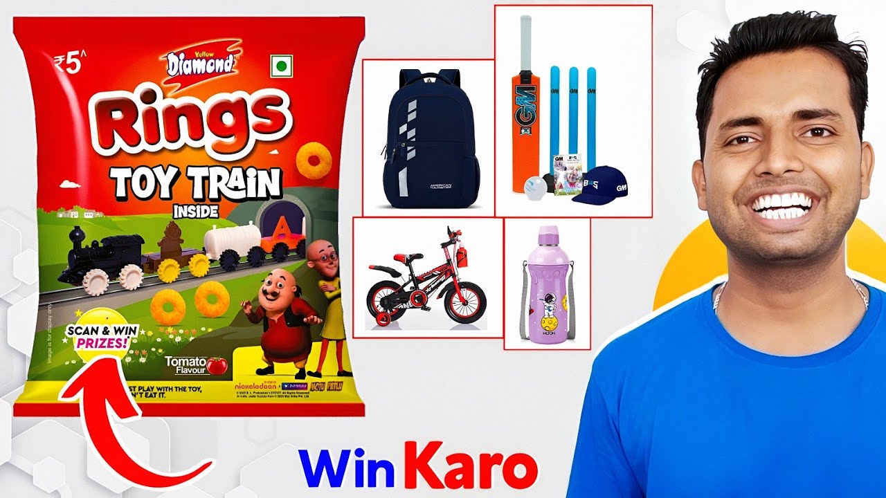 Yellow Diamond Rings Toy Train Inside Scan & Win Prizes Offer - Win Free Prizes Everyone ✅😎