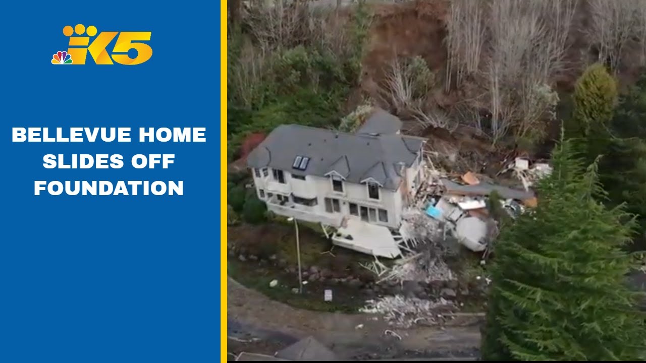 Drone footage of Bellevue house that slid off foundation YouTube