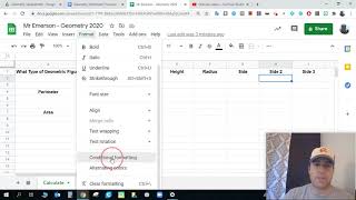 Geometry Spreadsheet - Conditional Formatting 6 & 7