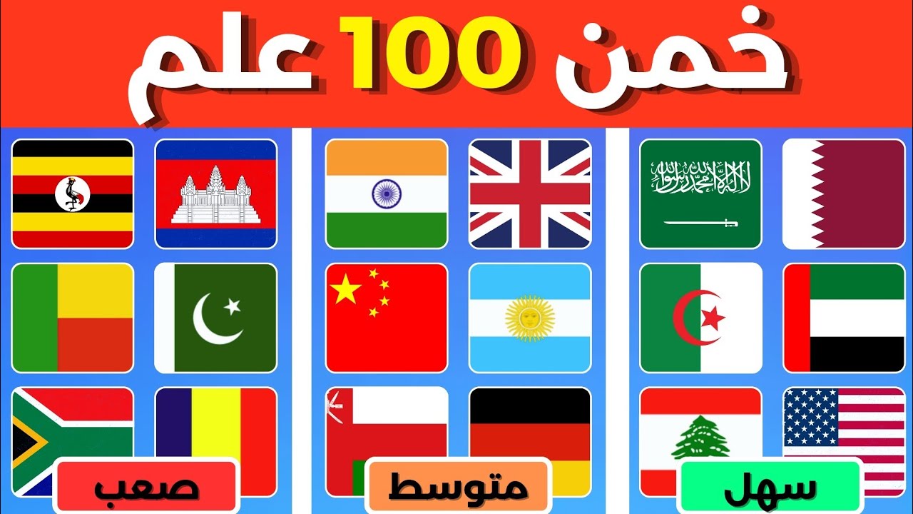 خمن 100 دولة🚩😱تحدي تخمين أعلام الدول 🤯💯 سهل - متوسط - صعب!!