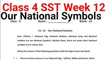 EDMC Class 4 SST Week 12 | Our National Symbols @KNOWLEDGEKINGDOMsolutionsolution MCD Worksheet kaksha 4