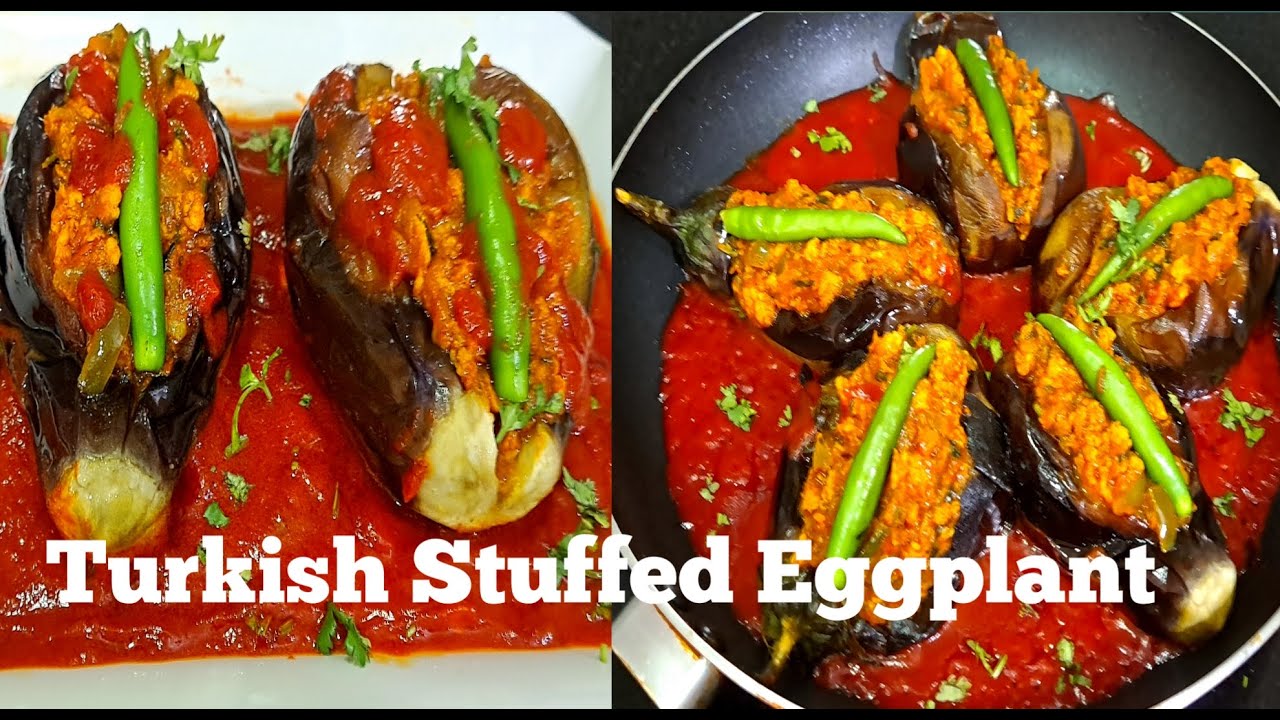 Turkish Stuffed Eggplant (Chicken Keema) / Baingan Keema Recipe