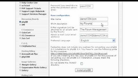 PHPBB3 - How to install phpBB from Fantastico