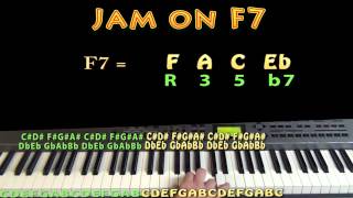f dominant seven - f7 - f a c eb - m.m.=60 - jamtrack - keyboard loop