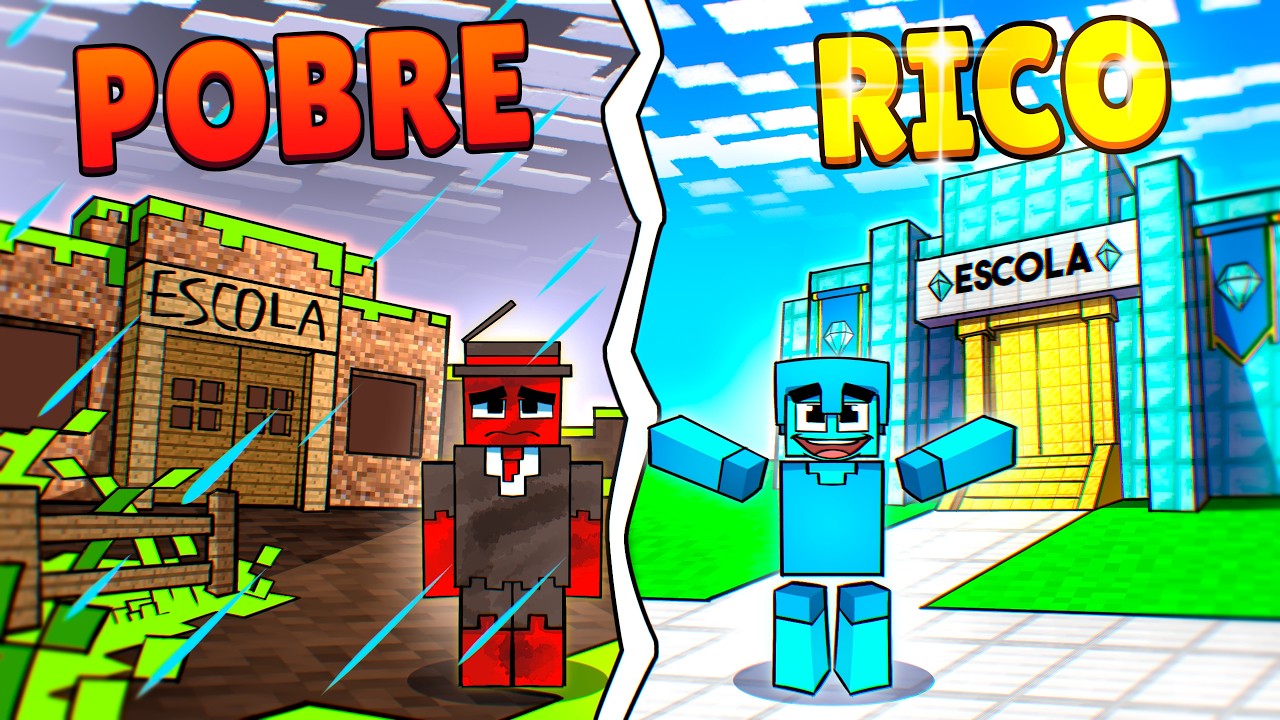 Escola de Terra vs Escola de Diamante no Minecraft!