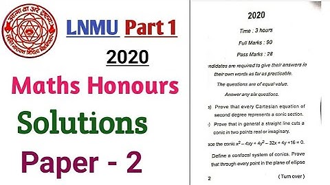 Lnmu bsc part 1 maths honours paper 2 solutions 2020