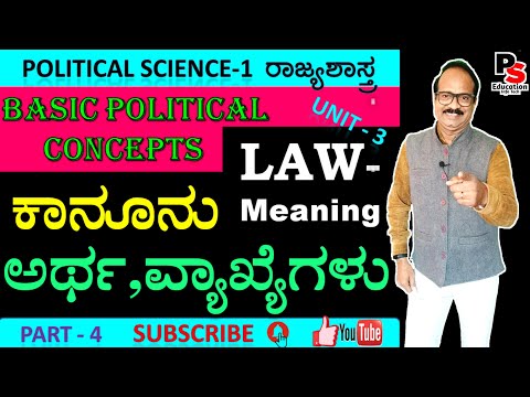 1st PUC Political Science Chapter-3 Part-4 "Law- Meaning & Definitions" ಕಾನೂನು - ಅರ್ಥ, ವ್ಯಾಖ್ಯೆಗಳು.
