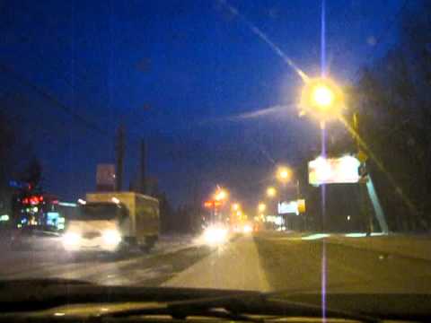 Krasnoyarsk Cold Morning Drive through City