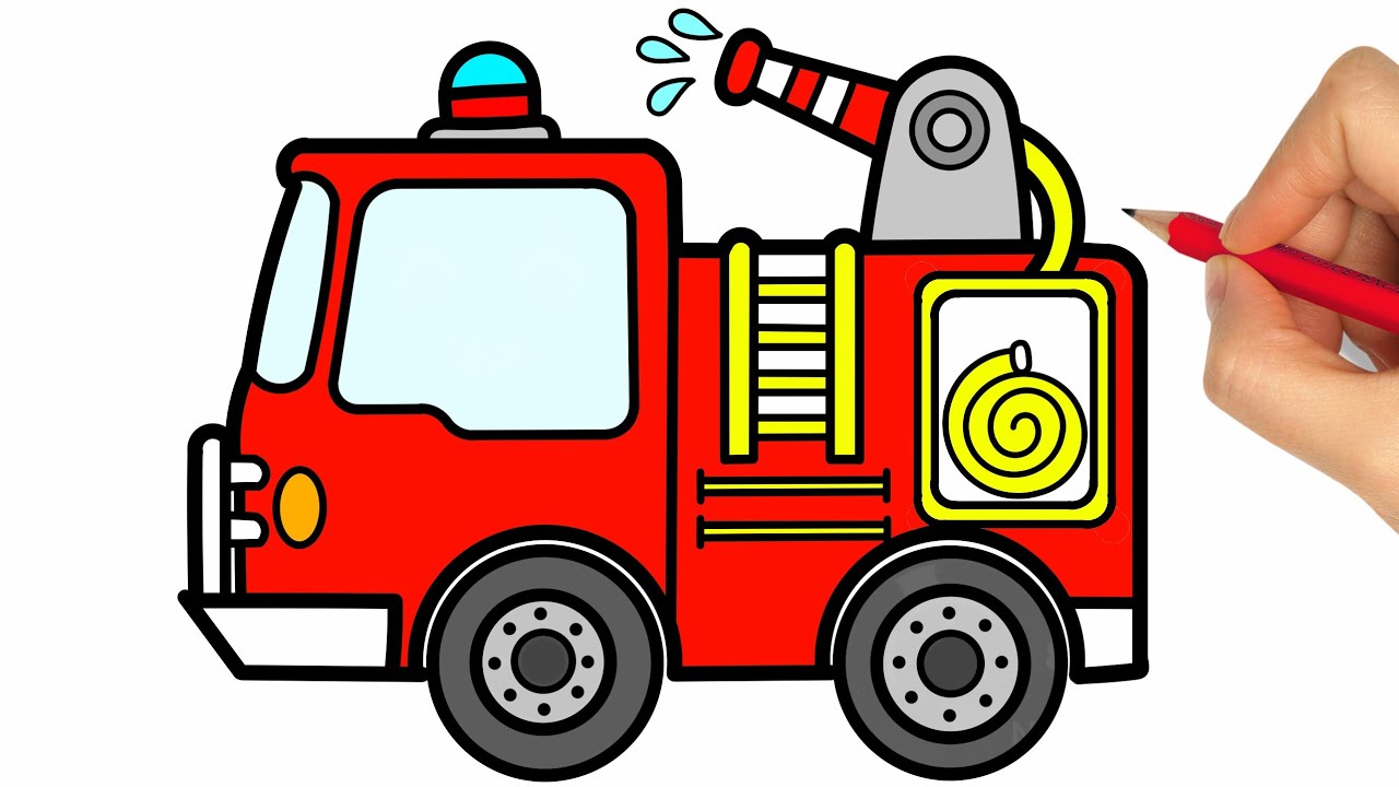  Wie man ein Feuerwehrauto zeichnet - Wie zeichnet man Feuerwehrauto Illustration 