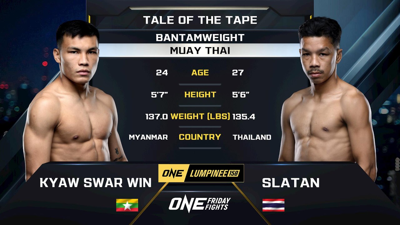 คู่ที่7 มวยไทยรุ่นแบนต้มเวต จอว์ สวาร์ วิน VS สลาตัน จิตรเมืองนนท์ l ONE ลุมพินี 158  #onelumpinee 