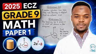 2025 ECZ Grade 9 Math Paper 2: Density, Bearings & Algebra Solved)