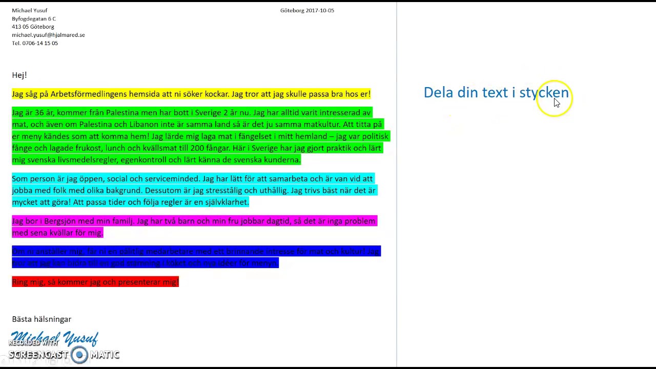 Personligt brev - YouTube