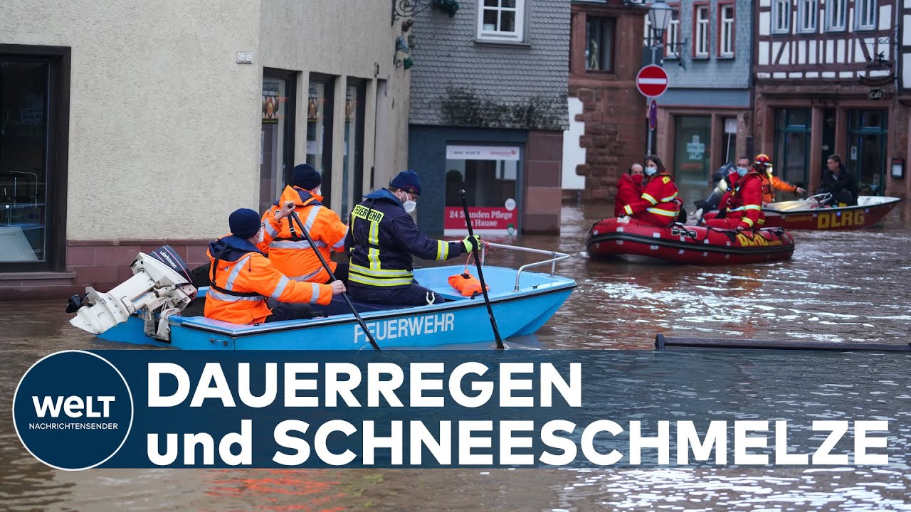 HEFTIGES HOCHWASSER IN HESSEN: Regen und Tauwetter - Büdinger Altstadt überschwemmt