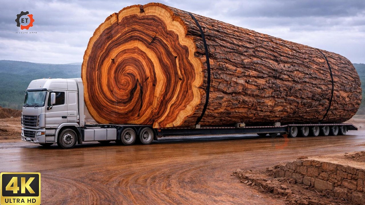 Heavy Machinery Moving Massive Logs – Incredible Woodworking Inside the Factory