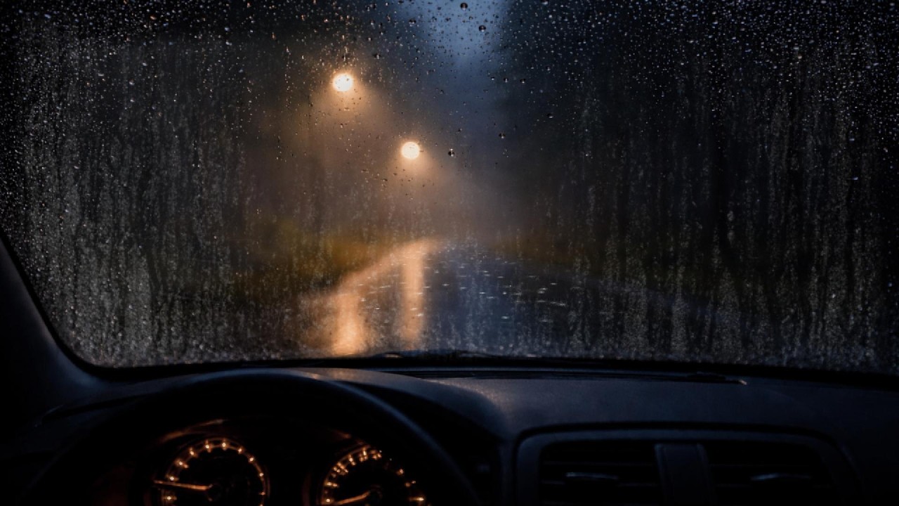 Stop Overthinking🌙 Soft Rain on Windshield in the Woods at Night