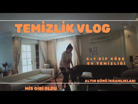 4+1 EV TEMİZLİK VLOG🧹DİP KÖŞE EV TEMİZLİĞİ🪣PERT OLDUK🙈ALTIN GÜNÜ İKRAM HAZIRLIKLARI🍪EVİM MİS OLDU🌸