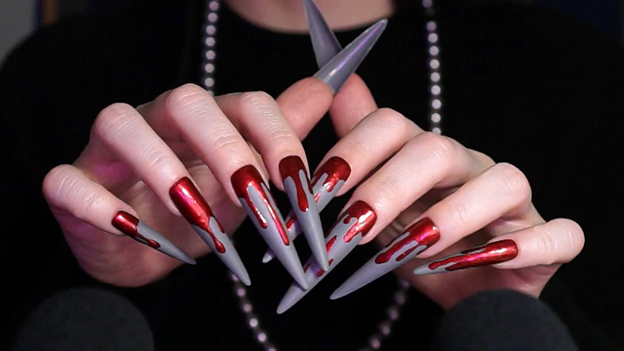ASMR Nail on Nail Sounds with Extreme Long Fake Nails | No Talking