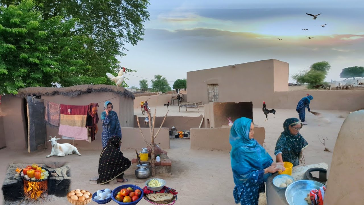 Stunning Pakistani Women Morning Routine In Village|  Tomato & Desi Eggs Recipe In Tradition Style.