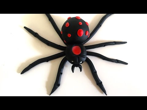 ♥️ Clay art - how to make a spider/ makadi | red back spider / model craft tutorial. easy DIY