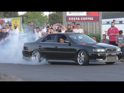 Tuner Cars Leaving Car Show DRIFTING BURNOUTS Crazy Drivers