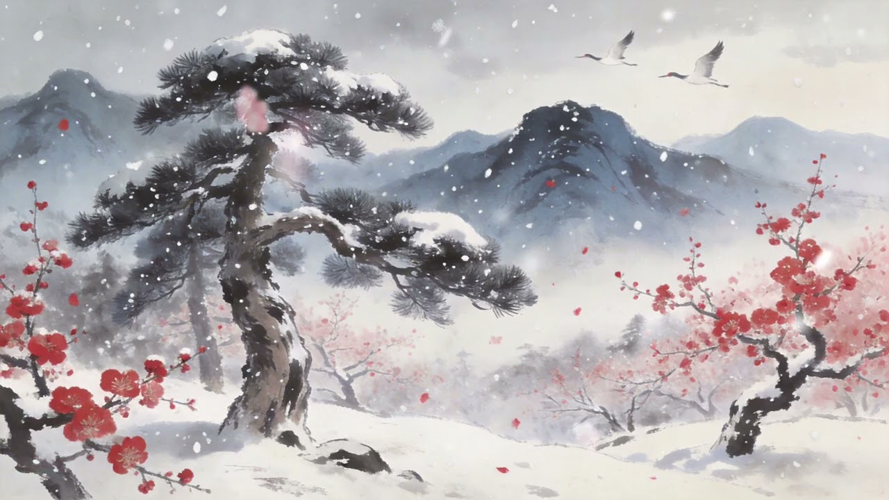 冥想療癒中國風音樂｜雪落聽鬆｜1小時禪意音樂｜無鼓點｜Guzheng & Dizi｜Chinese Zen Music #中國風音樂 #禪意音樂 #冥想療癒 #ChineseZenMusic