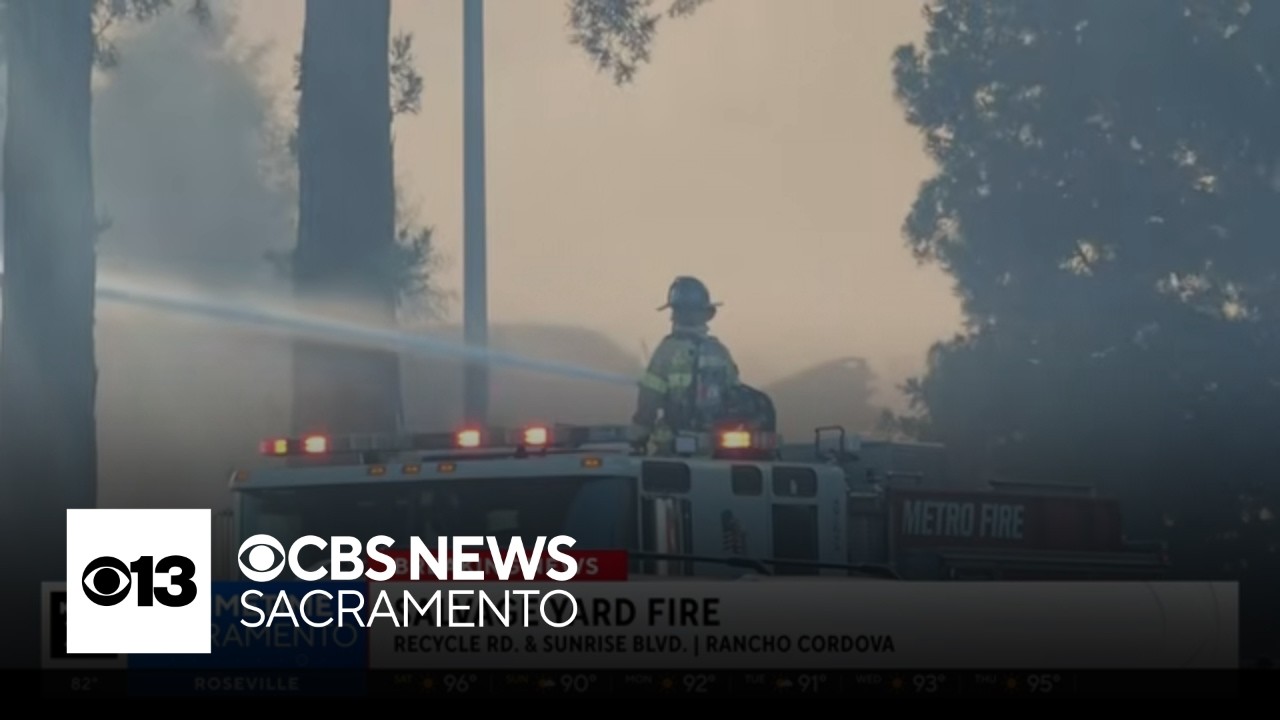 Fire at a Rancho Cordova salvage yard burns dozens of vehicles