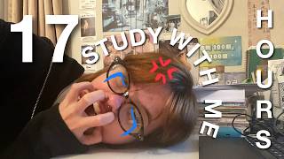 study with me live: 17 hours (part 1) (real sounds, no music, 50/10 pomodoro technique) 🌷