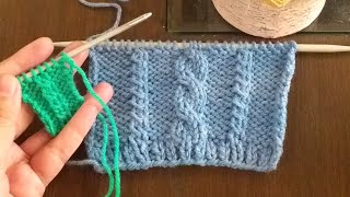 Cable Stitch pattern Knitting | 2 Stitch simple cable | 2 Row Repeat Cable knitting Pattern