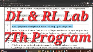 Deep Learning Lab Experiment 7 Image Classification Using Pre-Trained Models Vtu 7Th Sem Bai701