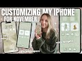 Resetting My iPhone For November🦌🤎 customizing, cozy neutral aesthetic, new widgets &amp; wallpapers