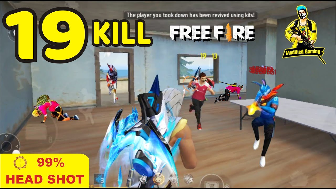 19 Kills 99% Head Shot🎯 Solo Vs Squad 💪 Headshot 👑 Free Fire Gameplay 🪂 ...