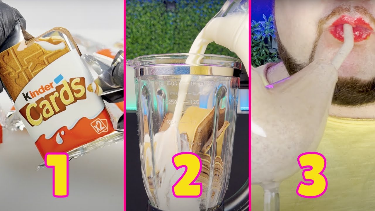 ASMR smoothie with Kinder Cards | Blending and satisfying drinking sounds 🎧 Blend & Tingle ASMR