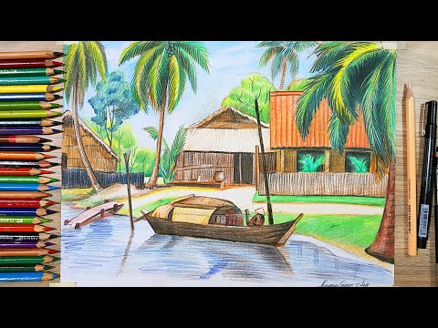 Hướng dẫn vẽ tranh Quê Hương đẹp/ drawing pencil/ nc planvẽ nghệ thuật