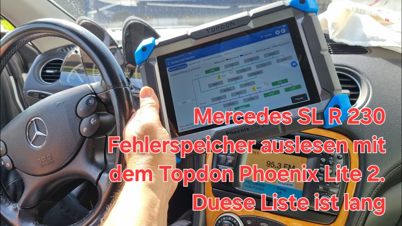 Mercedes SL R 230 Fehlerspeicher auslesen mit dem Topdon Phoenix Lite 2. Duese Liste ist lang