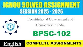 IGNOU BPSC 102 Solved Assignment 2025-2026 | English Medium | Download PDF | IGNOU Students Portal