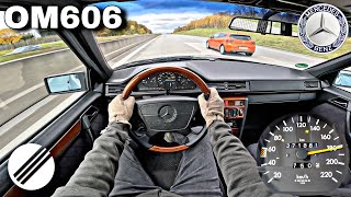 MERCEDESBENZ W124 300 DIESEL OM606 TOP SPEED DRIVE ON GERMAN AUTOBAHN