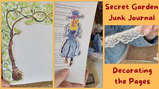 Secret Garden Junk Journal Ep 3 | Decorating Pages with Lace, Ribbon & Paper Scraps