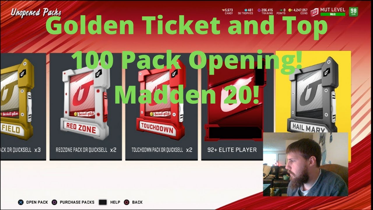 Golden Ticket and Top 100 Pack Opening! Madden 20!