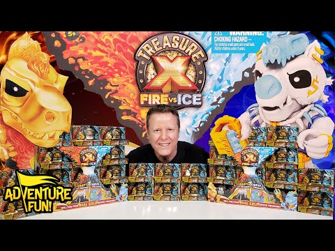 18 Treasure X Fire Vs Ice “Hunters” Jurassic Dinos With Goldcrown U0026 Exis AdventureFun Toy Review!