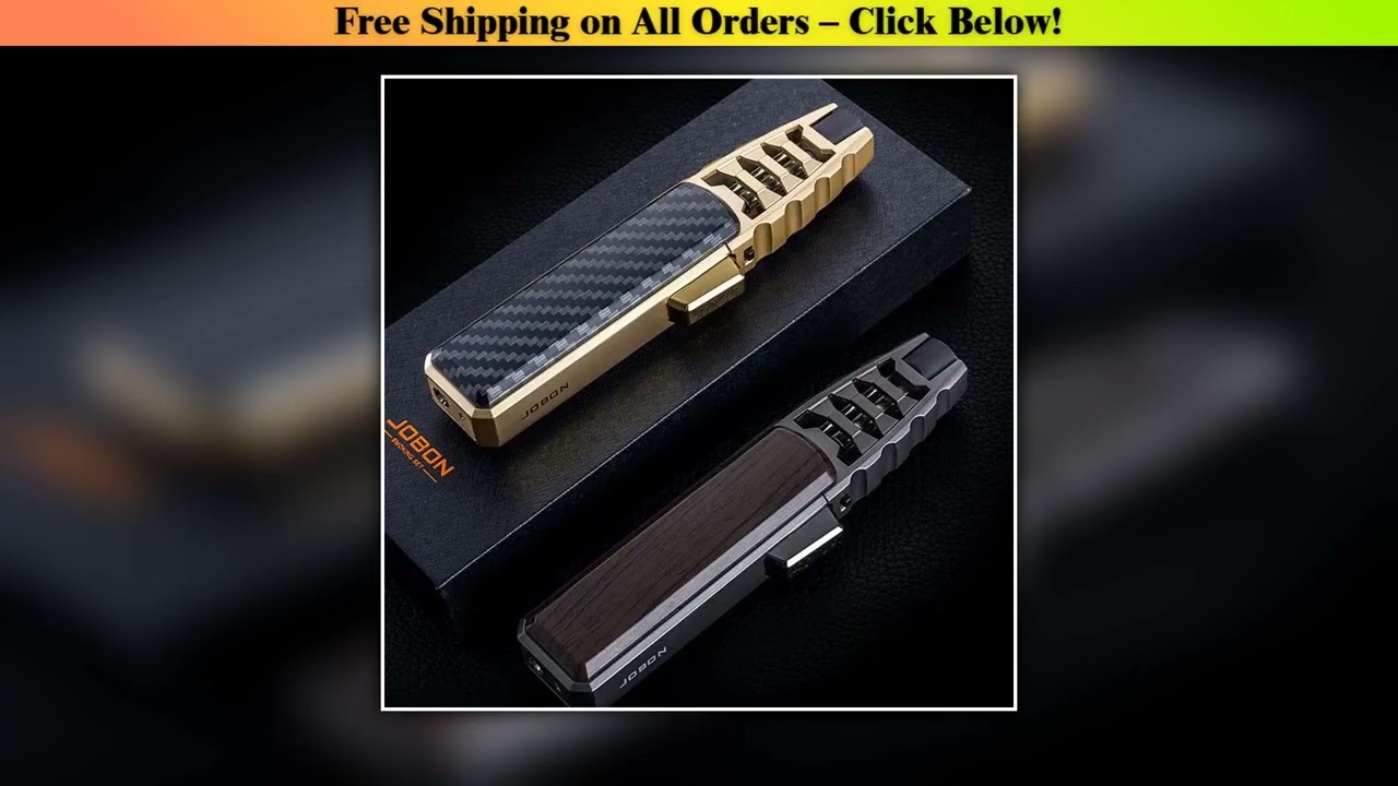 JOBON Outdoor Windproof Direct Fire Metal Turbine Torch Lighter Kitchen Barbecue Camping Cigar