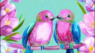 Pink and Blue Birds in Love Jigsaw Puzzle #relaxing #Video #gameplay #spring #flowers #nature
