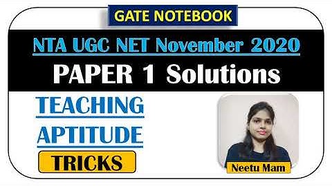 Teaching Aptitude with TRICK - NTA UGC NET November 2020 PAPER 1 Solutions