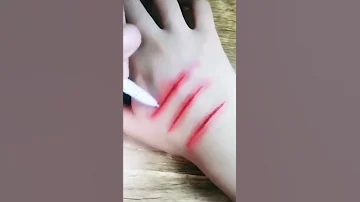 مقلب الجرح على اليد مكياج سينمائي فن وإبداع مقالب جرح خدع فن ابداع رسم Short Shorts 