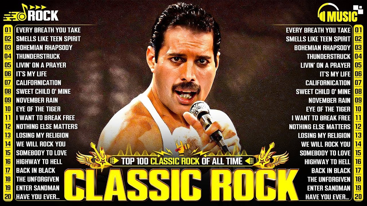 Top 100 Classic Rock Songs 70s 80s 90s ⚡ Nirvana, Queen, Guns N' Roses, Metallica, AC/DC, Aerosmith