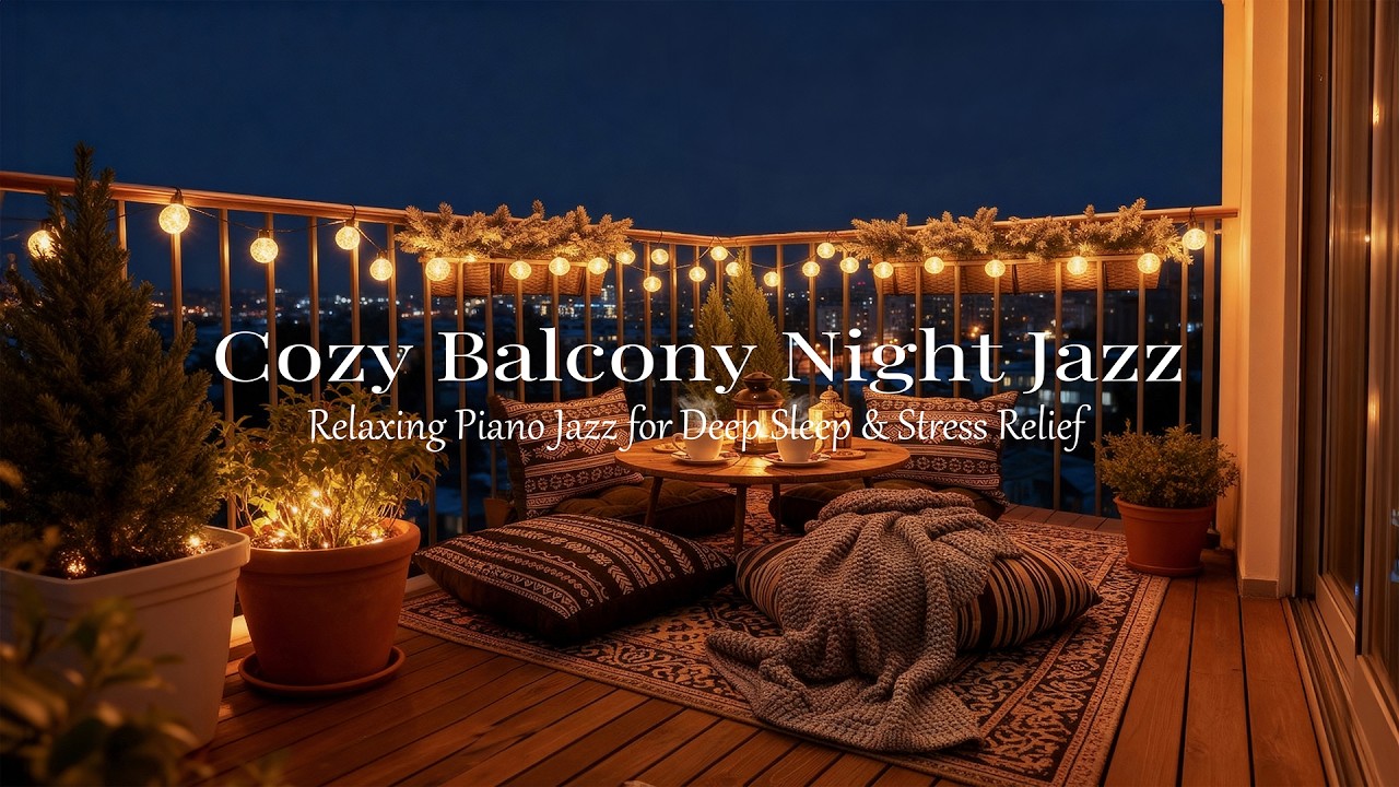 Cozy Balcony Night Jazz Under the City Skyline 🌙 Relaxing Piano Jazz for Deep Sleep & Stress Relief