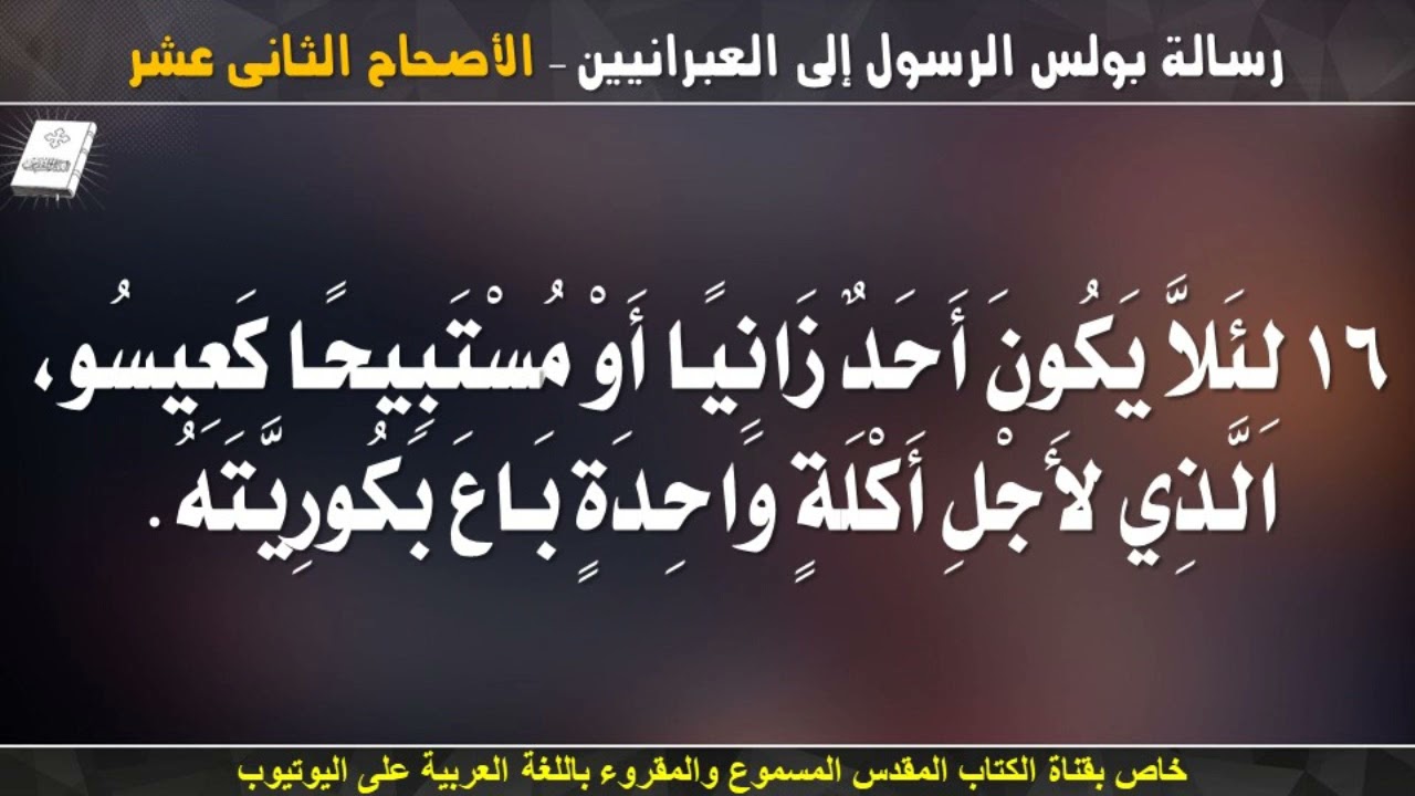 رسالة بولس الرسول إلى العبرانيين _ الاصحاح الثانى عشر _ مسموع ومقروء باللغة العربية بالتشكيل