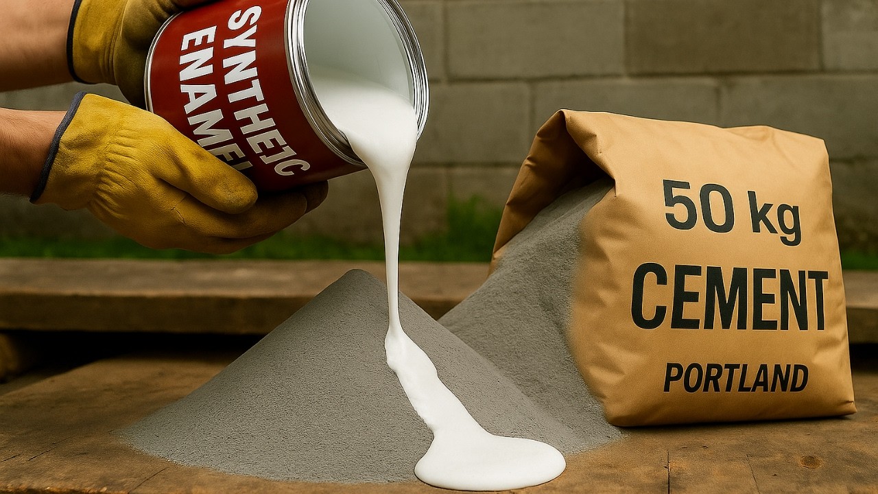 Смешайте ЦЕМЕНТ с СИНТЕТИЧЕСКОЙ ЭМАЛЬЮ и узнайте секрет, который может стоить золота в строительстве