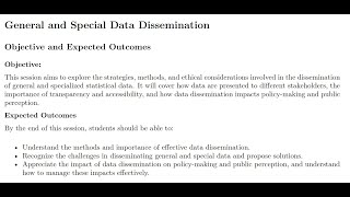 Details STA 758 (NSIS Lecture 5):  General and Special Data Dissemination Guide