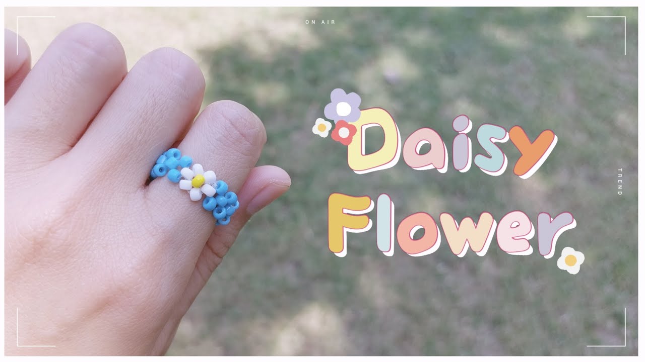วิธีร้อยแหวนลูกปัดดอกไม้เดซี่ง่ายๆ สไตล์เกาหลี🌼💍 - How to Make Daisy Flower Beaded Ring